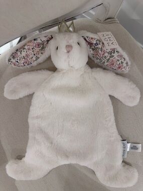 NWT Mon Ami Ivory Floral Princess Bunny Baby Security Blanket